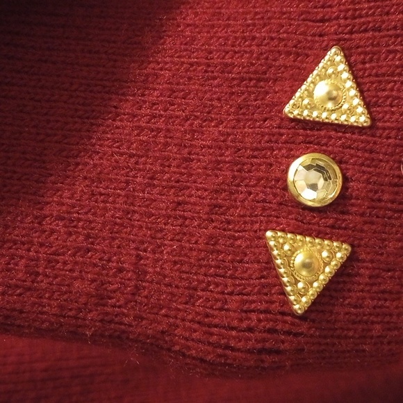 LDS OS 80's Look Beaded/Jeweled Burgundy Sweater Dress - Picture 4 of 15